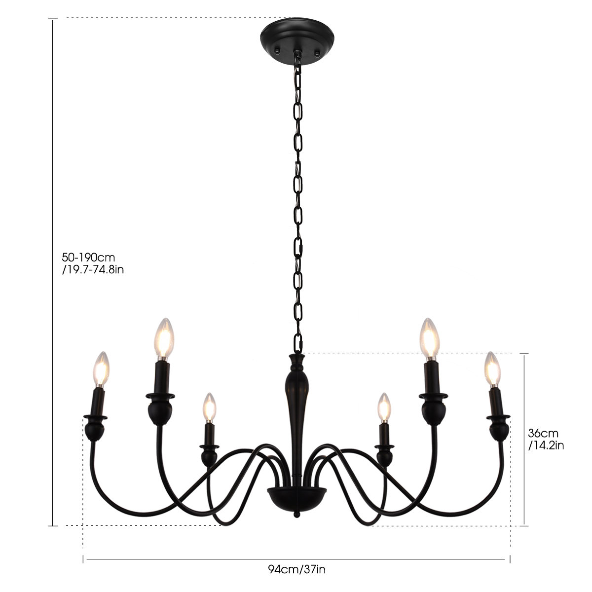 August Grove® Modern Farmhouse Dining Room Chandelier 6Light Mattle Black Large Island